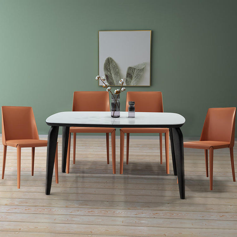 Silla Parsons de restaurante estilo diseñador, silla de comedor con acabado mate de cuero