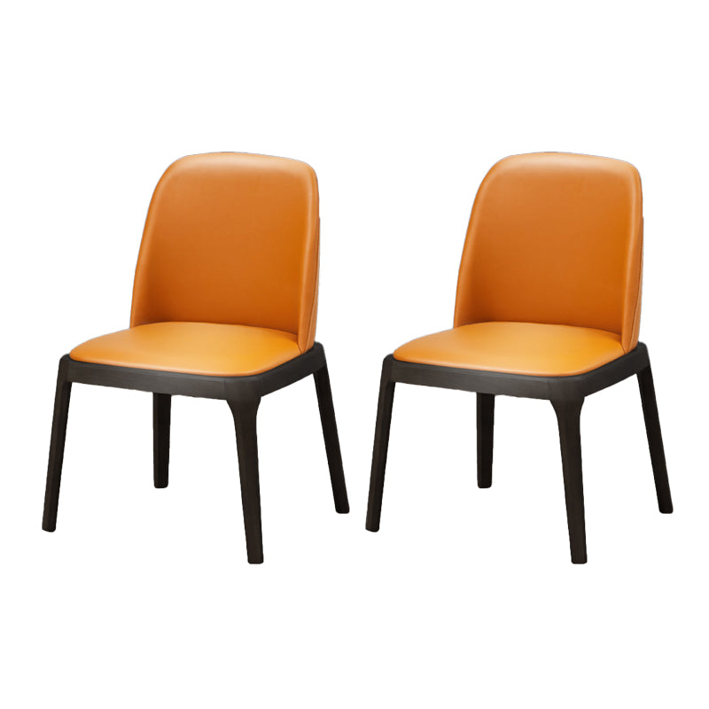 Silla de comedor de cuero industrial para restaurante, silla de comedor Parsons con patas de nogal