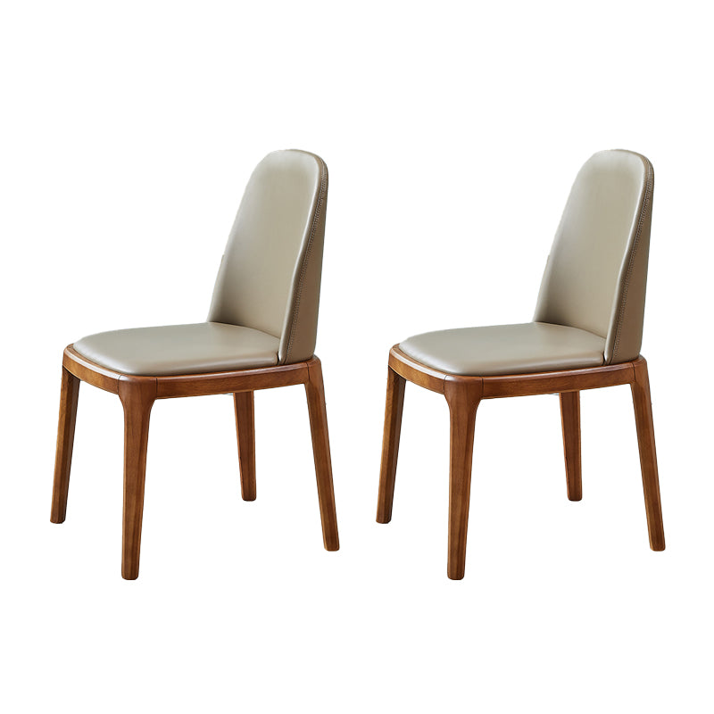 Silla de comedor de cuero industrial para restaurante, silla de comedor Parsons con patas de nogal