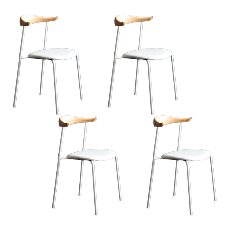 Sillas de comedor de estilo moderno, sillas laterales sin brazos con respaldo abierto y patas de metal para cocina