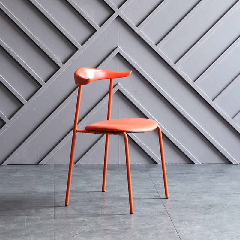 Sillas de comedor de estilo moderno, sillas laterales sin brazos con respaldo abierto y patas de metal para cocina