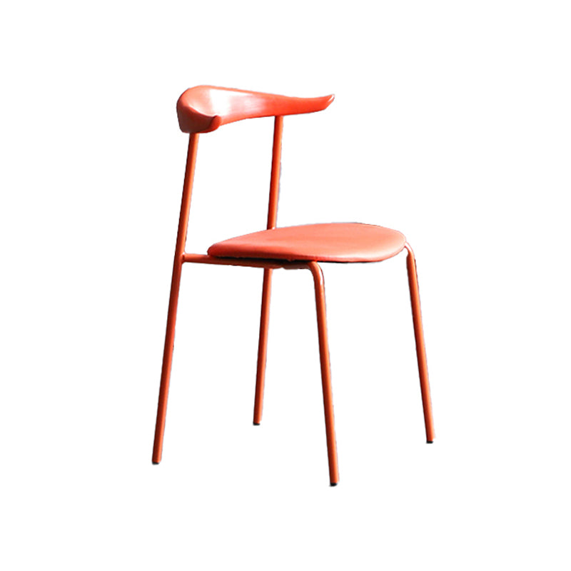 Sillas de comedor de estilo moderno, sillas laterales sin brazos con respaldo abierto y patas de metal para cocina
