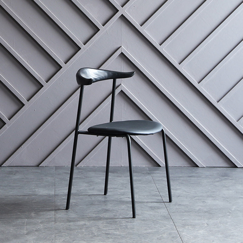 Sillas de comedor de estilo moderno, sillas laterales sin brazos con respaldo abierto y patas de metal para cocina