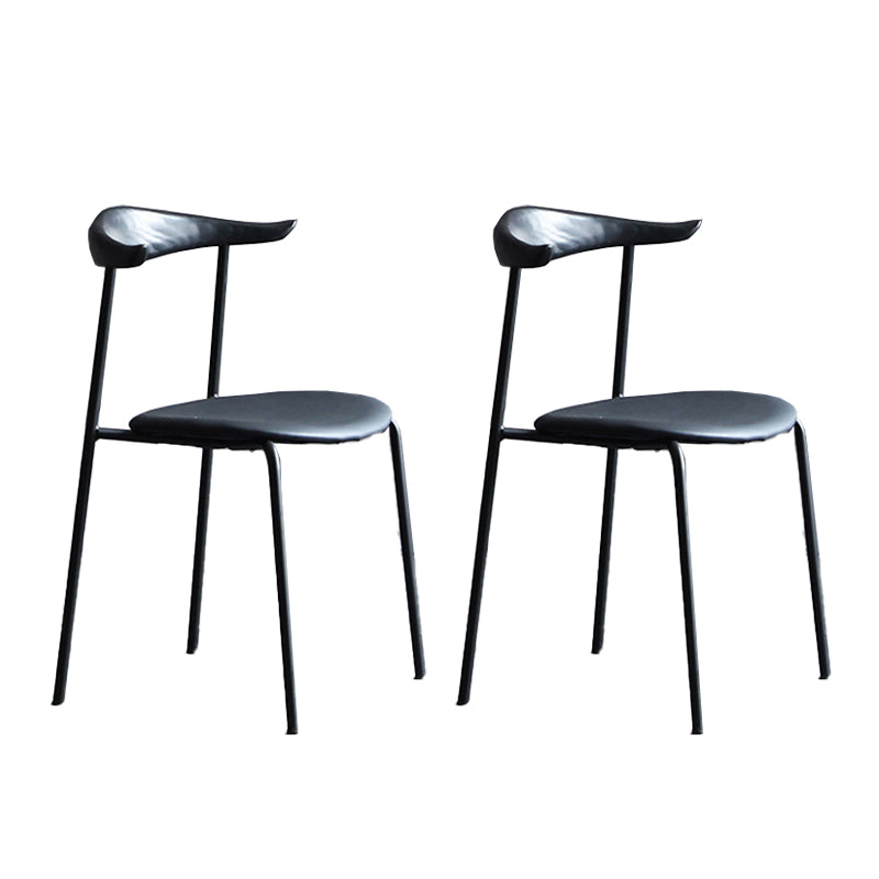 Sillas de comedor de estilo moderno, sillas laterales sin brazos con respaldo abierto y patas de metal para cocina