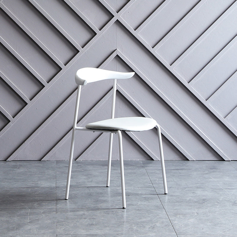 Sillas de comedor de estilo moderno, sillas laterales sin brazos con respaldo abierto y patas de metal para cocina