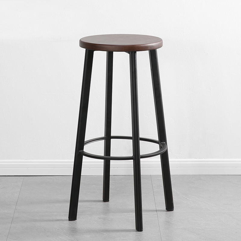 Modern Minimalist Bar And Counter Stool Wrought Iron Solid Wood Cafe Bar Stool,Set of 4