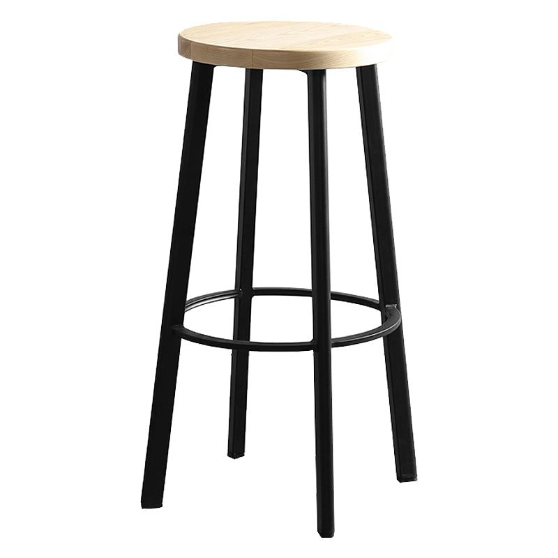 Modern Minimalist Bar And Counter Stool Wrought Iron Solid Wood Cafe Bar Stool,Set of 4
