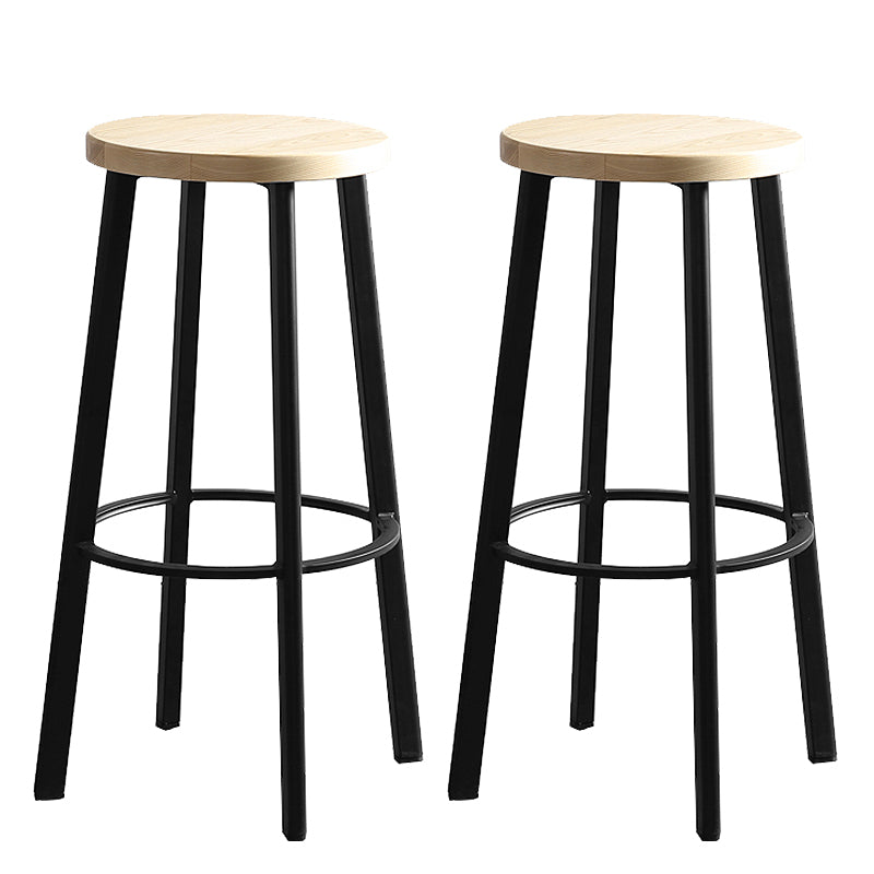 Modern Minimalist Bar And Counter Stool Wrought Iron Solid Wood Cafe Bar Stool,Set of 4