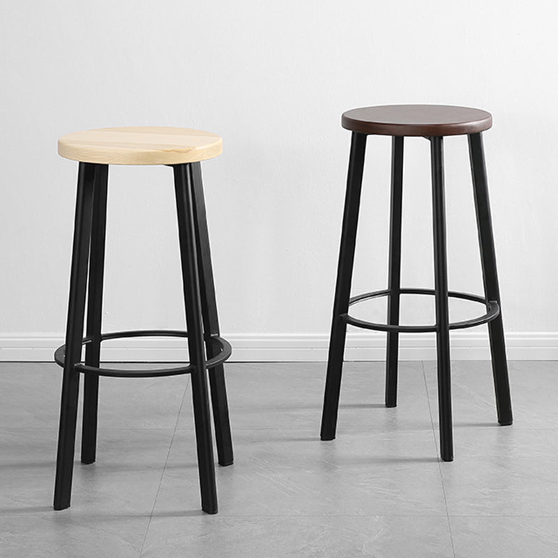 Modern Minimalist Bar And Counter Stool Wrought Iron Solid Wood Cafe Bar Stool,Set of 4