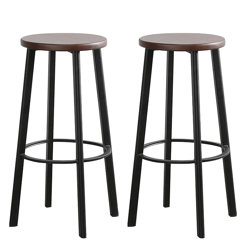 Modern Minimalist Bar And Counter Stool Wrought Iron Solid Wood Cafe Bar Stool,Set of 4