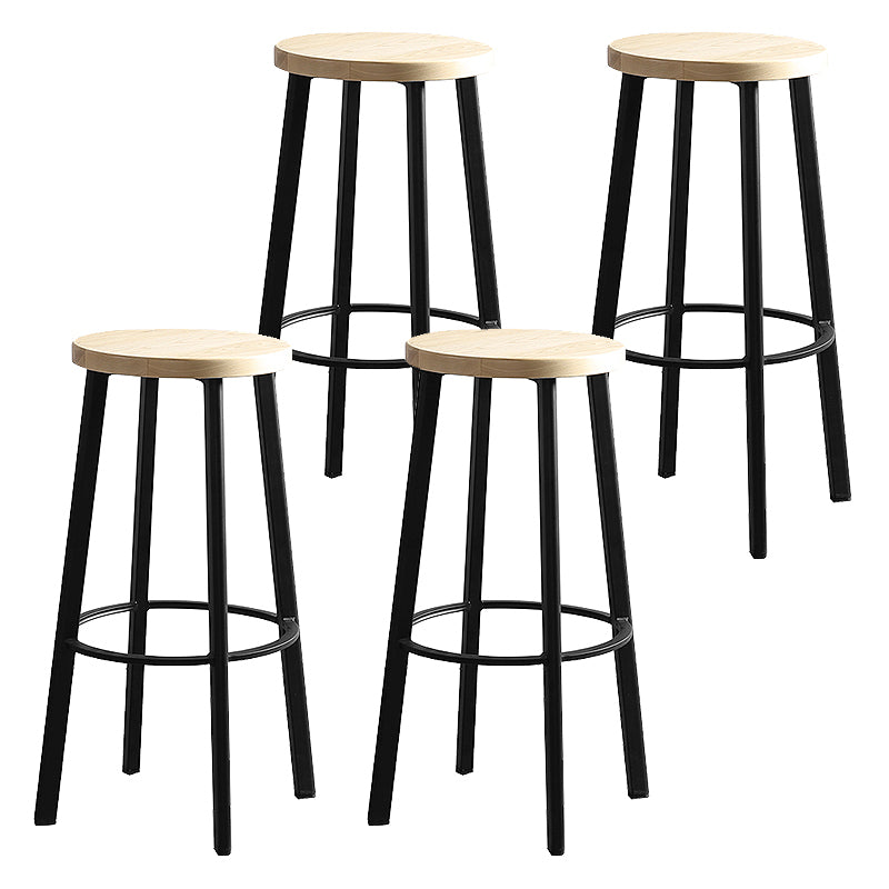 Modern Minimalist Bar And Counter Stool Wrought Iron Solid Wood Cafe Bar Stool,Set of 4