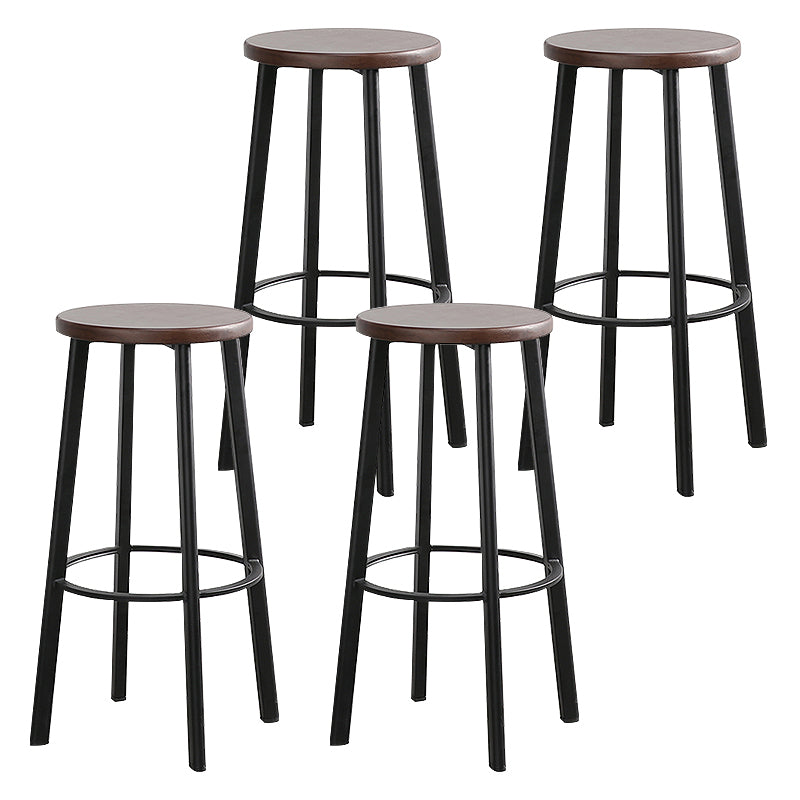 Modern Minimalist Bar And Counter Stool Wrought Iron Solid Wood Cafe Bar Stool,Set of 4
