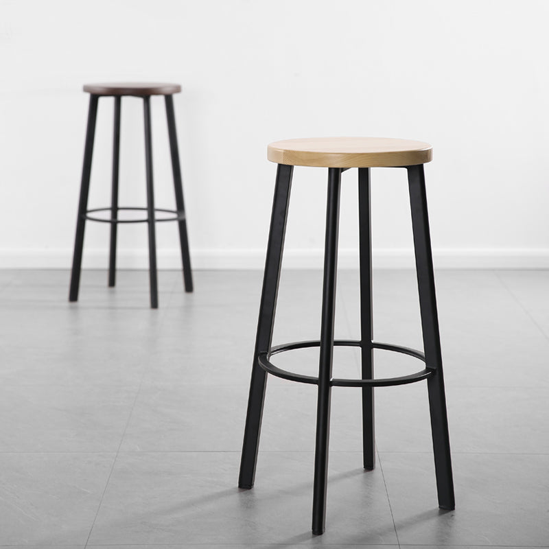 Modern Minimalist Bar And Counter Stool Wrought Iron Solid Wood Cafe Bar Stool,Set of 4