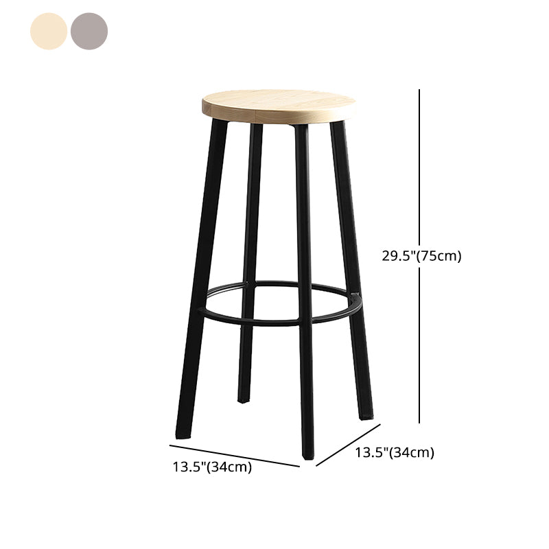 Modern Minimalist Bar And Counter Stool Wrought Iron Solid Wood Cafe Bar Stool,Set of 4