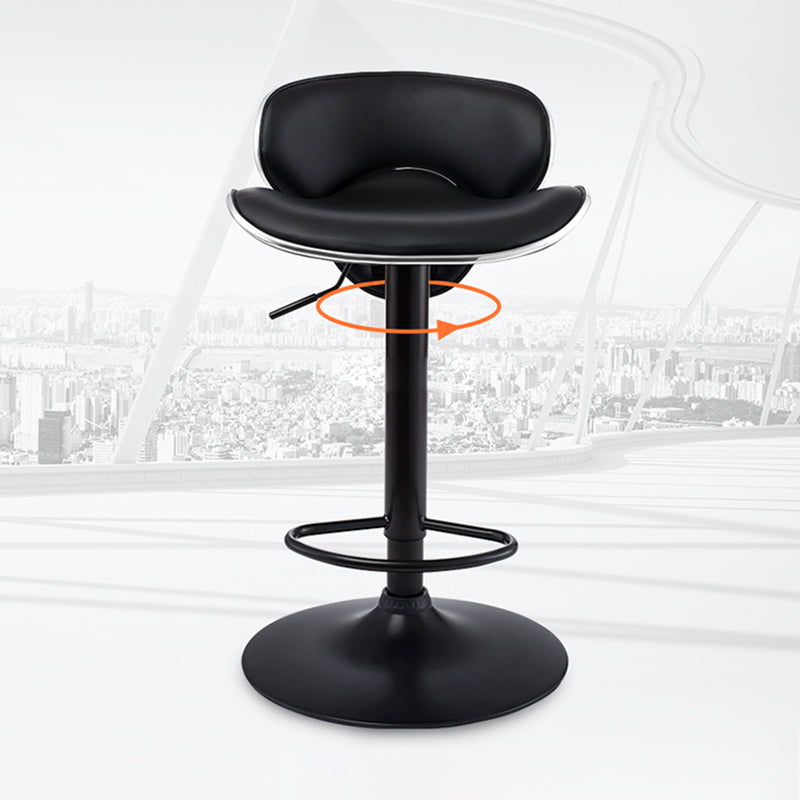 Taburete de bar moderno ajustable, respaldo, taburete de bar de cuero con giro en negro