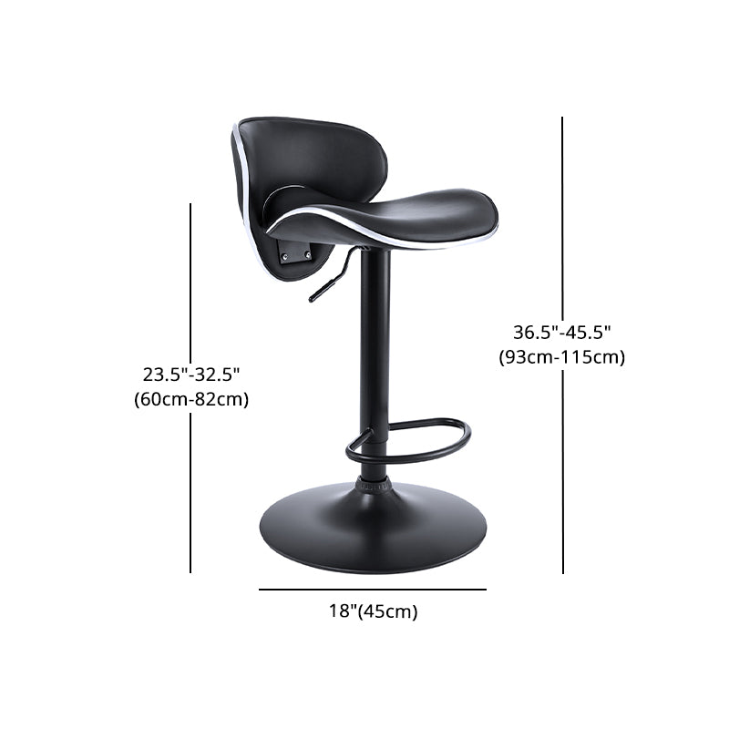 Taburete de bar moderno ajustable, respaldo, taburete de bar de cuero con giro en negro