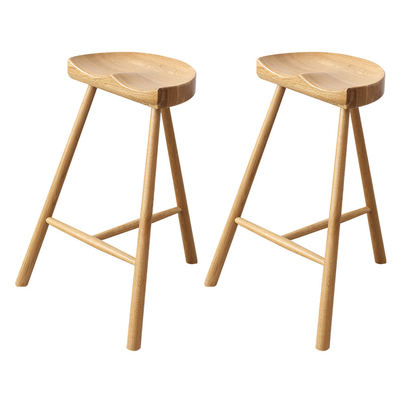 Taburete de bar contemporáneo, taburete de bar de madera clara sin respaldo con reposapiés