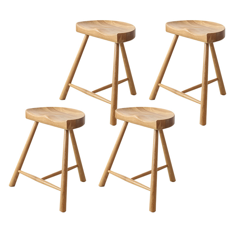 Taburete de bar contemporáneo, taburete de bar de madera clara sin respaldo con reposapiés