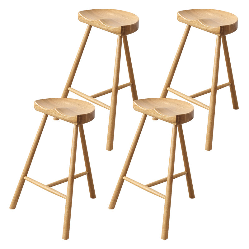 Taburete de bar contemporáneo, taburete de bar de madera clara sin respaldo con reposapiés
