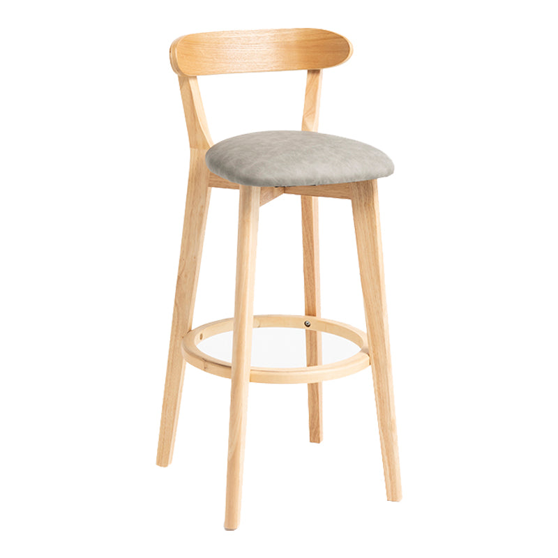 Modern Backrest Armless Counter Stool Wood Household Bar Stool with Cushion