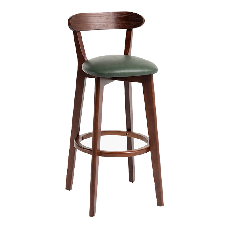 Modern Backrest Armless Counter Stool Wood Household Bar Stool with Cushion