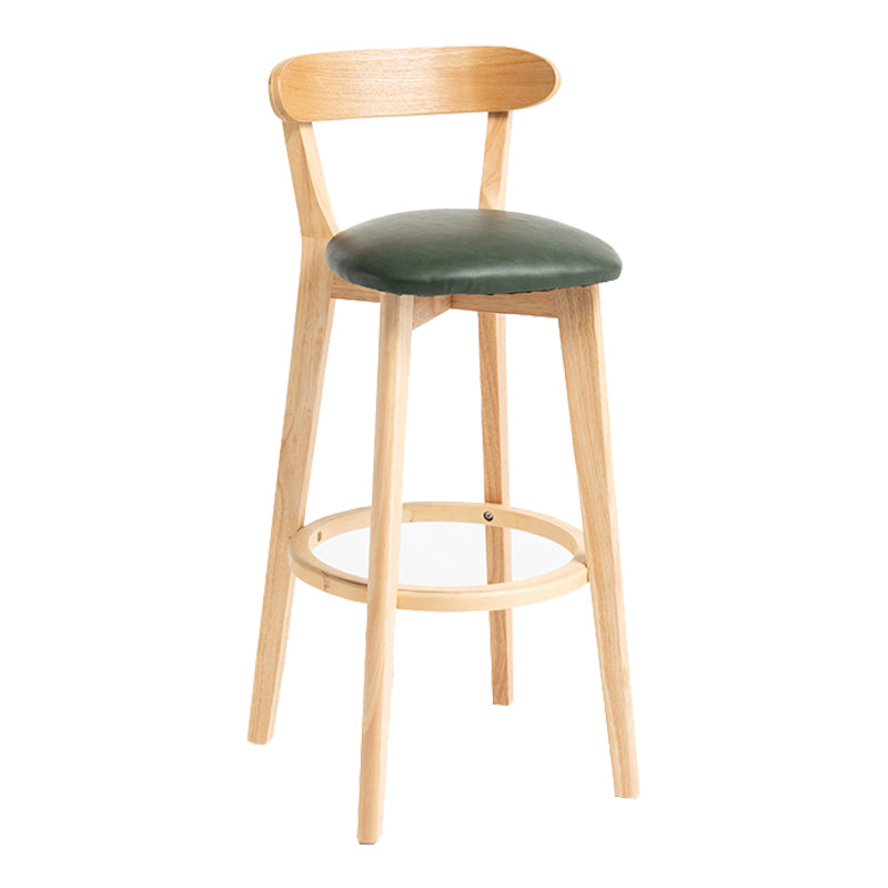 Modern Backrest Armless Counter Stool Wood Household Bar Stool with Cushion