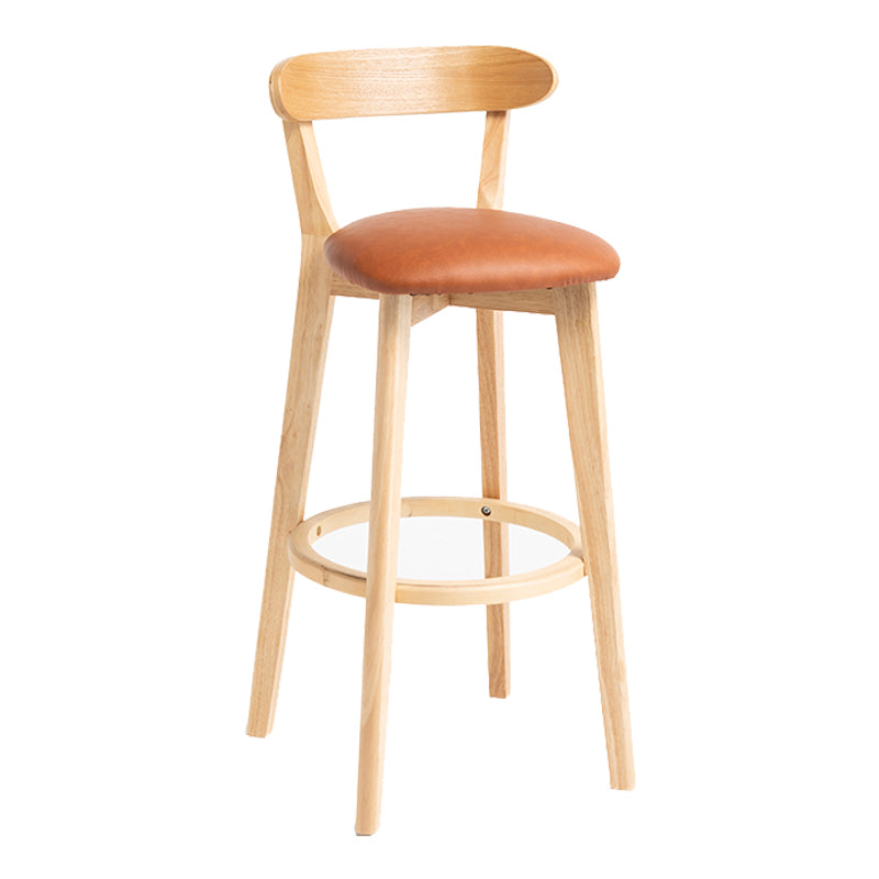 Modern Backrest Armless Counter Stool Wood Household Bar Stool with Cushion