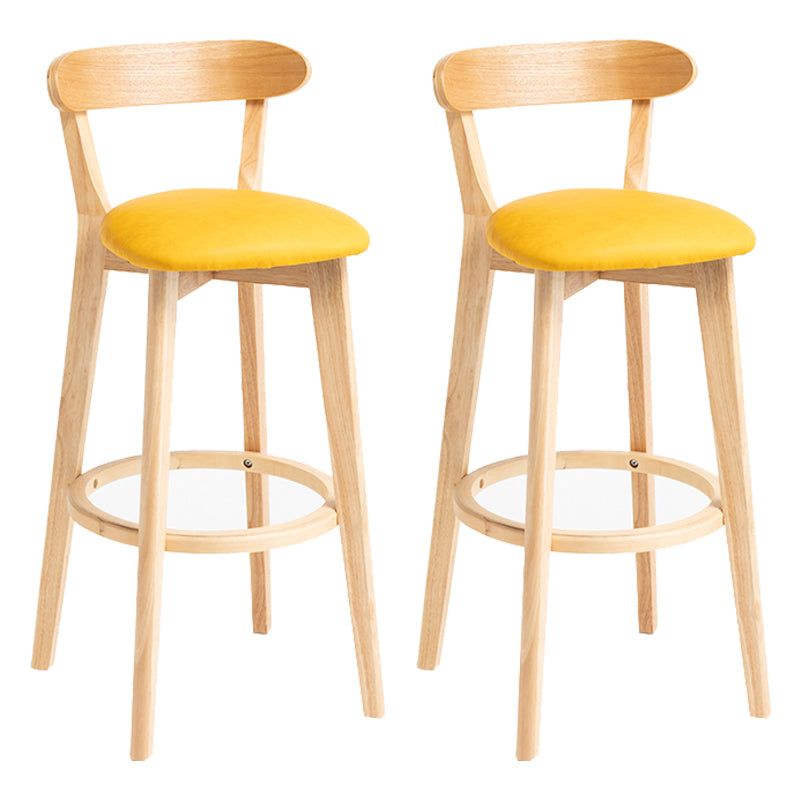 Modern Backrest Armless Counter Stool Wood Household Bar Stool with Cushion