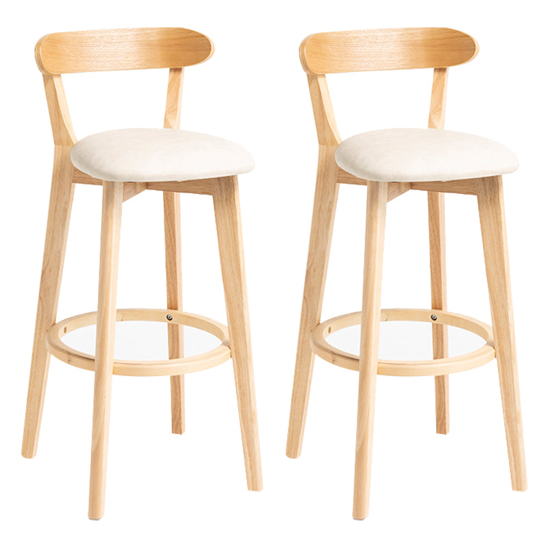 Modern Backrest Armless Counter Stool Wood Household Bar Stool with Cushion