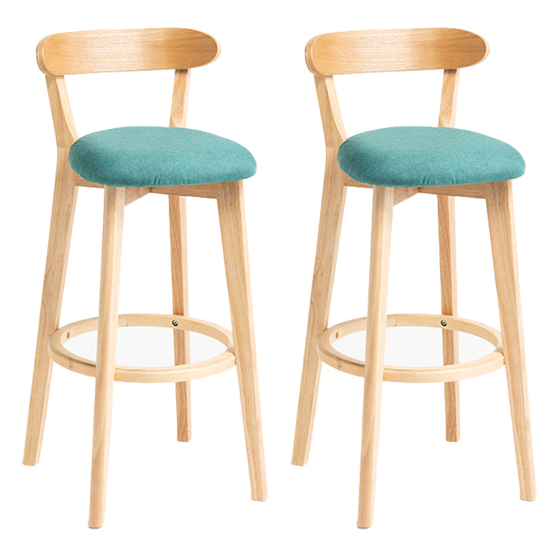 Modern Backrest Armless Counter Stool Wood Household Bar Stool with Cushion