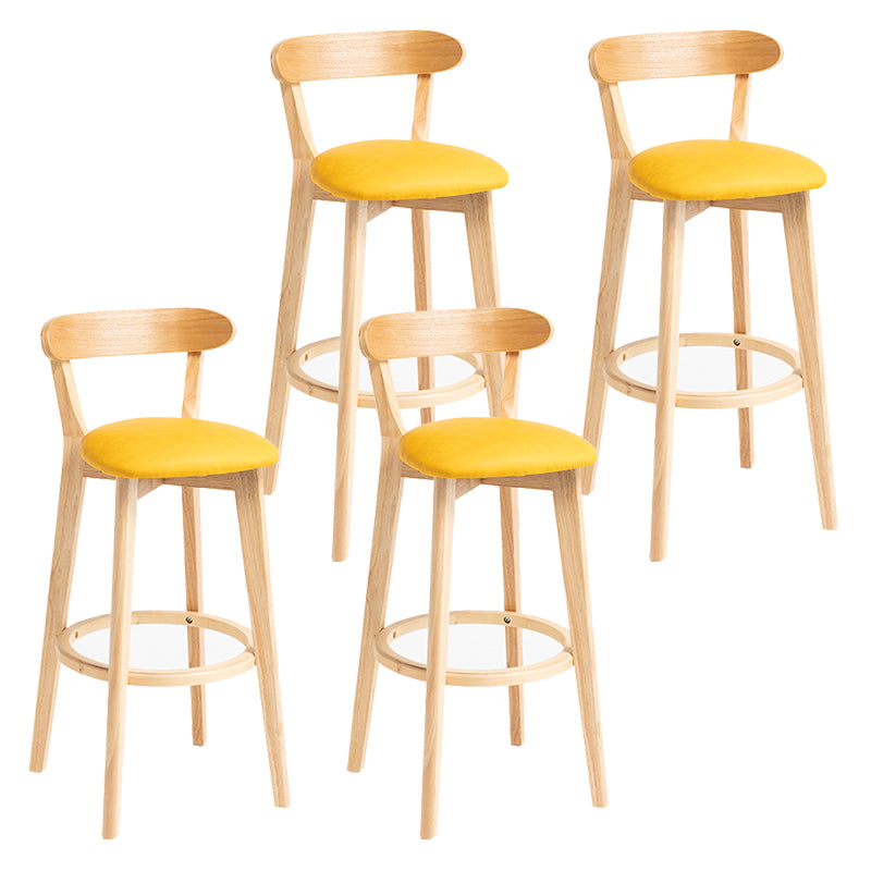Modern Backrest Armless Counter Stool Wood Household Bar Stool with Cushion