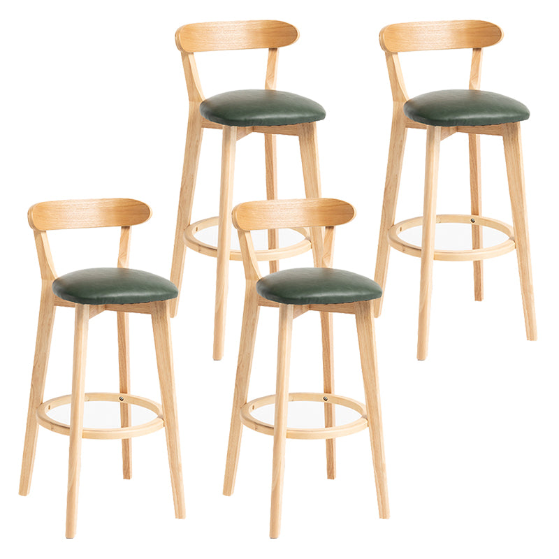 Modern Backrest Armless Counter Stool Wood Household Bar Stool with Cushion