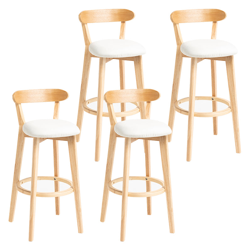Modern Backrest Armless Counter Stool Wood Household Bar Stool with Cushion