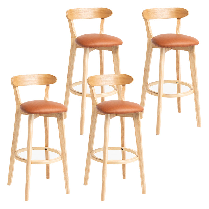 Modern Backrest Armless Counter Stool Wood Household Bar Stool with Cushion