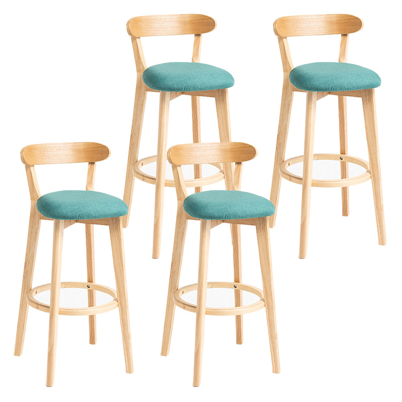 Modern Backrest Armless Counter Stool Wood Household Bar Stool with Cushion