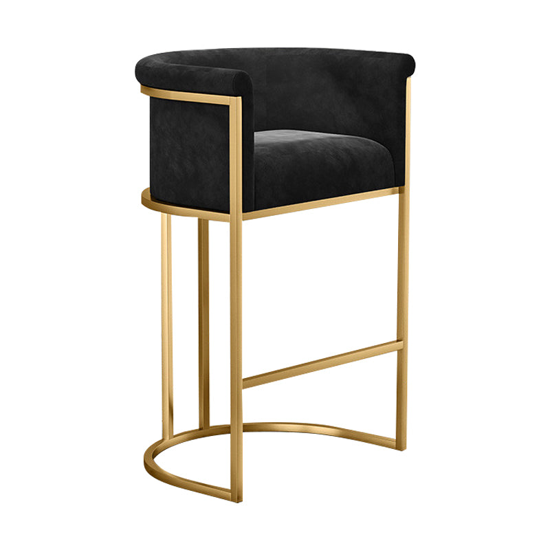 Taburete de bar con respaldo Glam, taburete de bar para el hogar de hierro con cojín y pedal de terciopelo