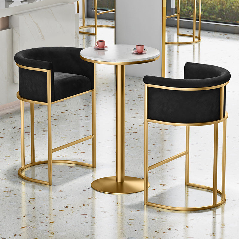 Taburete de bar con respaldo Glam, taburete de bar para el hogar de hierro con cojín y pedal de terciopelo