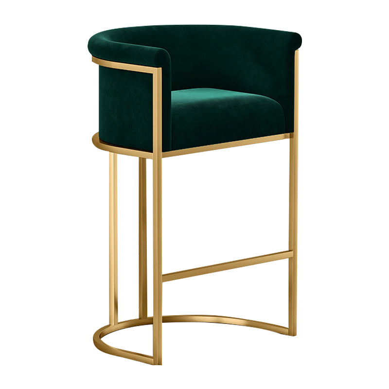 Taburete de bar con respaldo Glam, taburete de bar para el hogar de hierro con cojín y pedal de terciopelo
