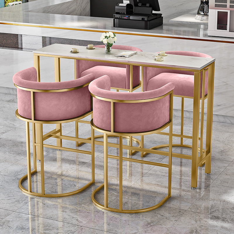 Taburete de bar con respaldo Glam, taburete de bar para el hogar de hierro con cojín y pedal de terciopelo