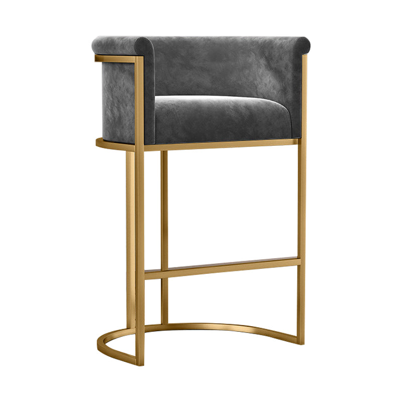 Taburete de bar con respaldo Glam, taburete de bar para el hogar de hierro con cojín y pedal de terciopelo