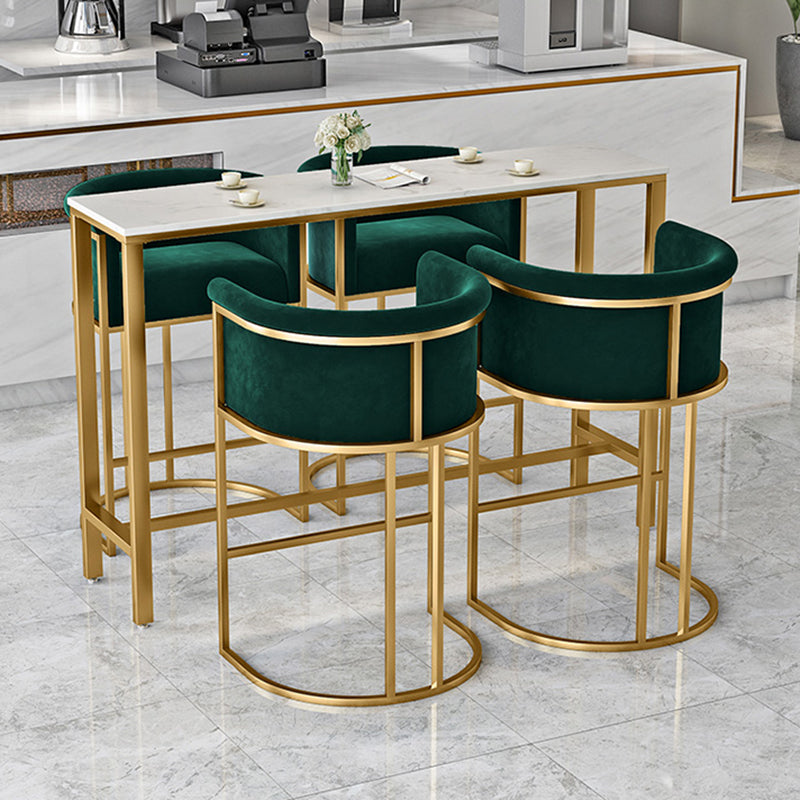Taburete de bar con respaldo Glam, taburete de bar para el hogar de hierro con cojín y pedal de terciopelo