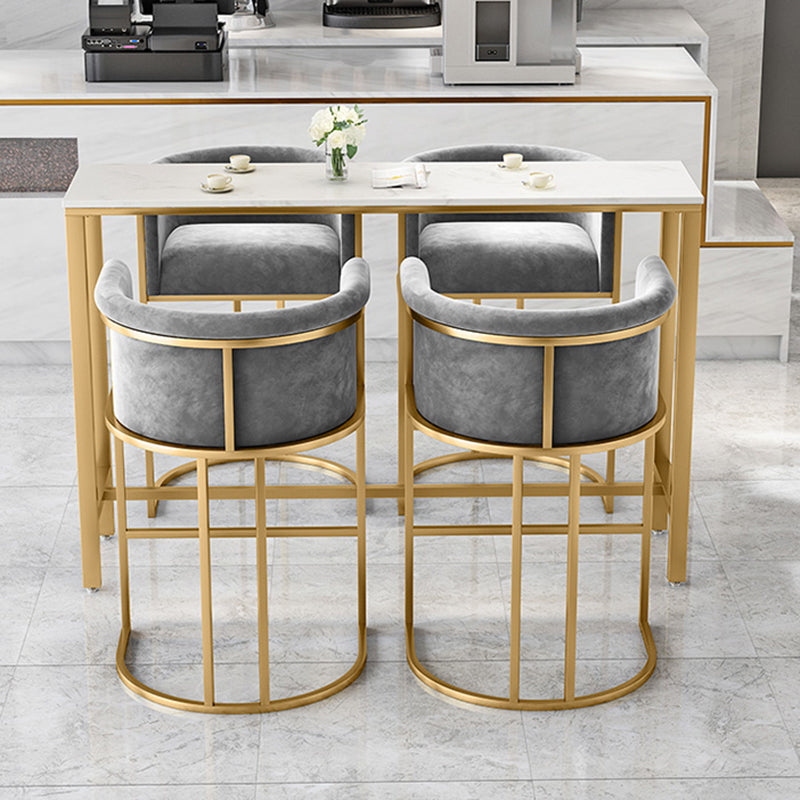 Taburete de bar con respaldo Glam, taburete de bar para el hogar de hierro con cojín y pedal de terciopelo