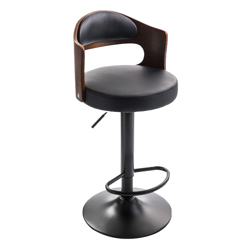 Modern Backrest Liftable Stool Iron Household Bar Stool with Cushion and Pedal