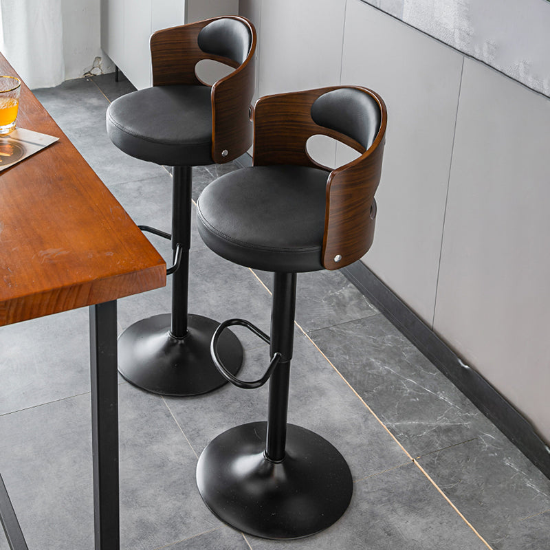 Modern Backrest Liftable Stool Iron Household Bar Stool with Cushion and Pedal