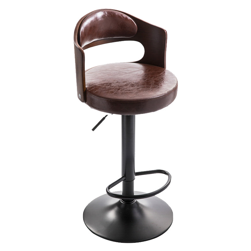 Modern Backrest Liftable Stool Iron Household Bar Stool with Cushion and Pedal