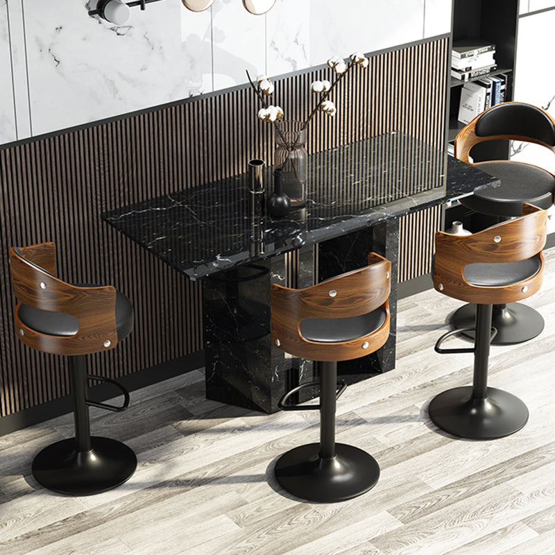 Modern Backrest Liftable Stool Iron Household Bar Stool with Cushion and Pedal