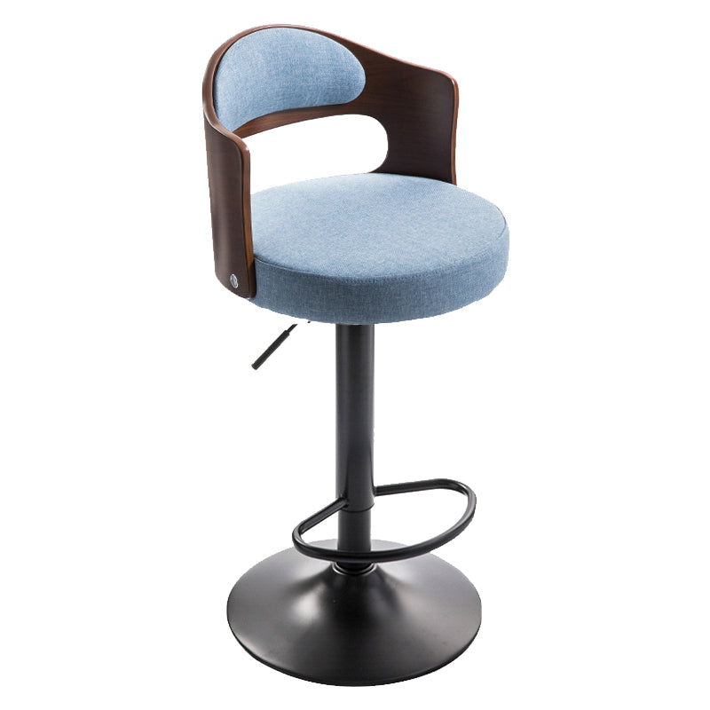 Modern Backrest Liftable Stool Iron Household Bar Stool with Cushion and Pedal