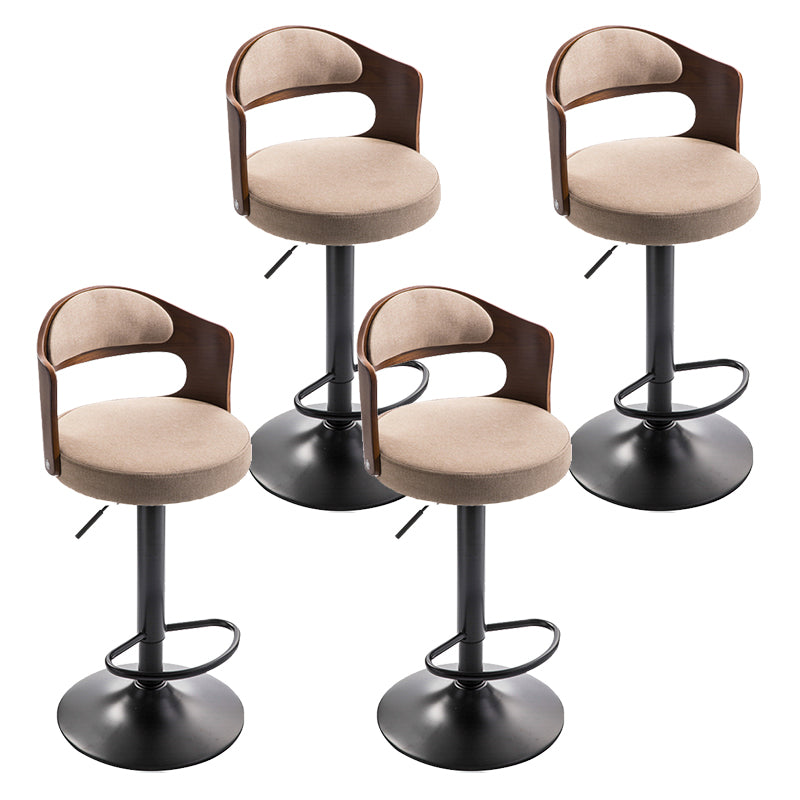Modern Backrest Liftable Stool Iron Household Bar Stool with Cushion and Pedal