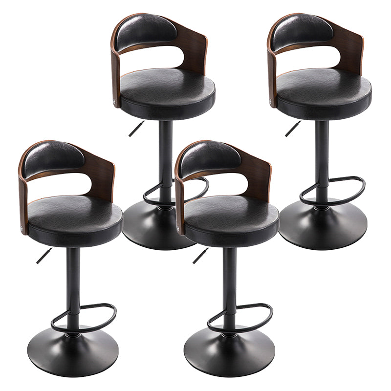 Modern Backrest Liftable Stool Iron Household Bar Stool with Cushion and Pedal