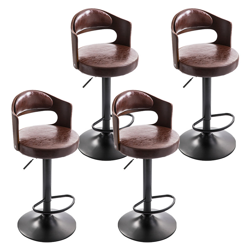 Modern Backrest Liftable Stool Iron Household Bar Stool with Cushion and Pedal